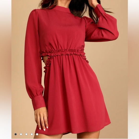 Autumn Bliss Rusty Rose Long Sleeve Cutout Mini Dress Rusty Rose Small - Picture 2 of 16